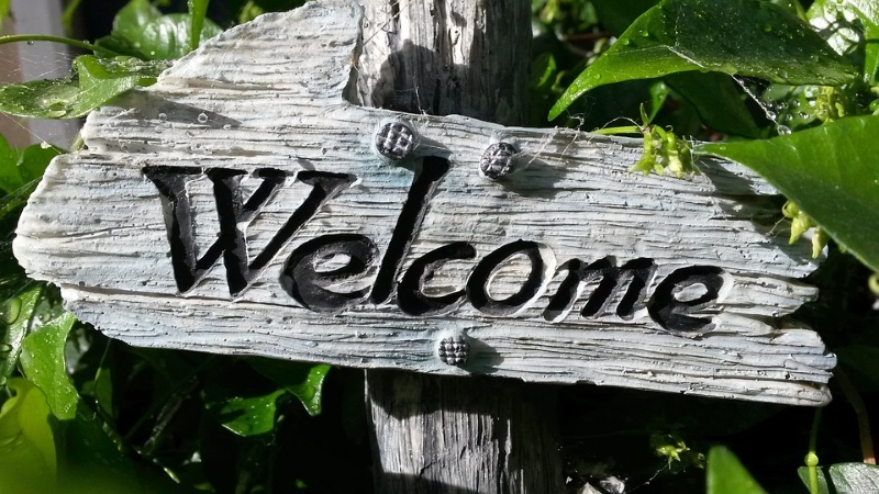 Welcome sign in wood