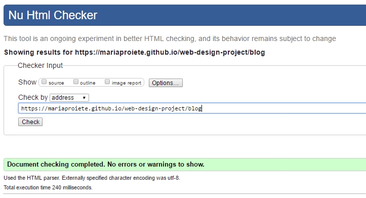 screen capture from Blog Page Html Checker